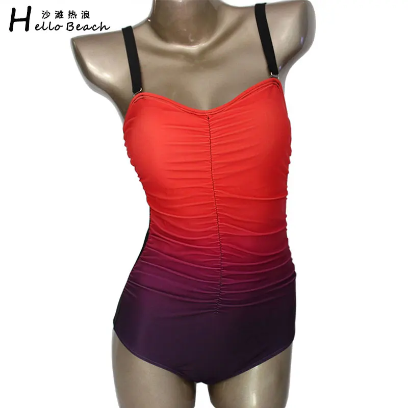 HELLO BEACH 2017 новейший цельный купальник женский сексуальный градиент цвета боди