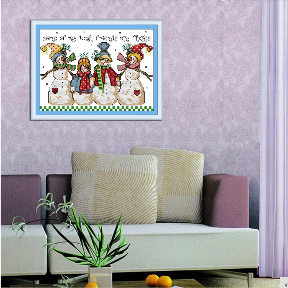 Joy Sunday Snowman Counted Cross Stitch 11CT Printed 14CT Set DIY handmade Cross-stitch Kits Embroidery Needlework | Дом и сад