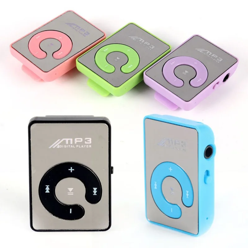 Mp3 плеер мини Зеркало Клип USB цифровой музыкальный Поддержка 8 Гб SD TF карта 6 видов
