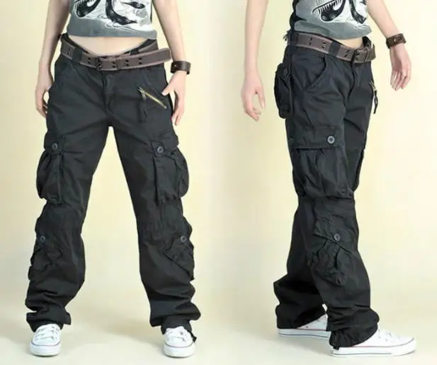 Женские штаны карго карман из хлопка в стиле хип хоп для отдыха брюки Свободные