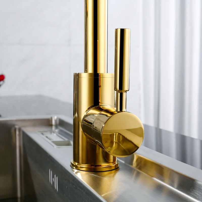 OLMEY Luxury Golden Spring Kitchen Faucets with Dual Functions Pull Down Spray Head Single Lever Sink Taps Mixer 11010-C1 | Обустройство