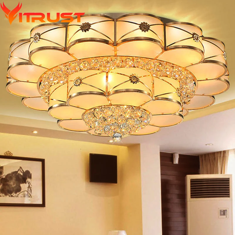 Золотая хрустальная люстра современный потолочный светильник для гостиной