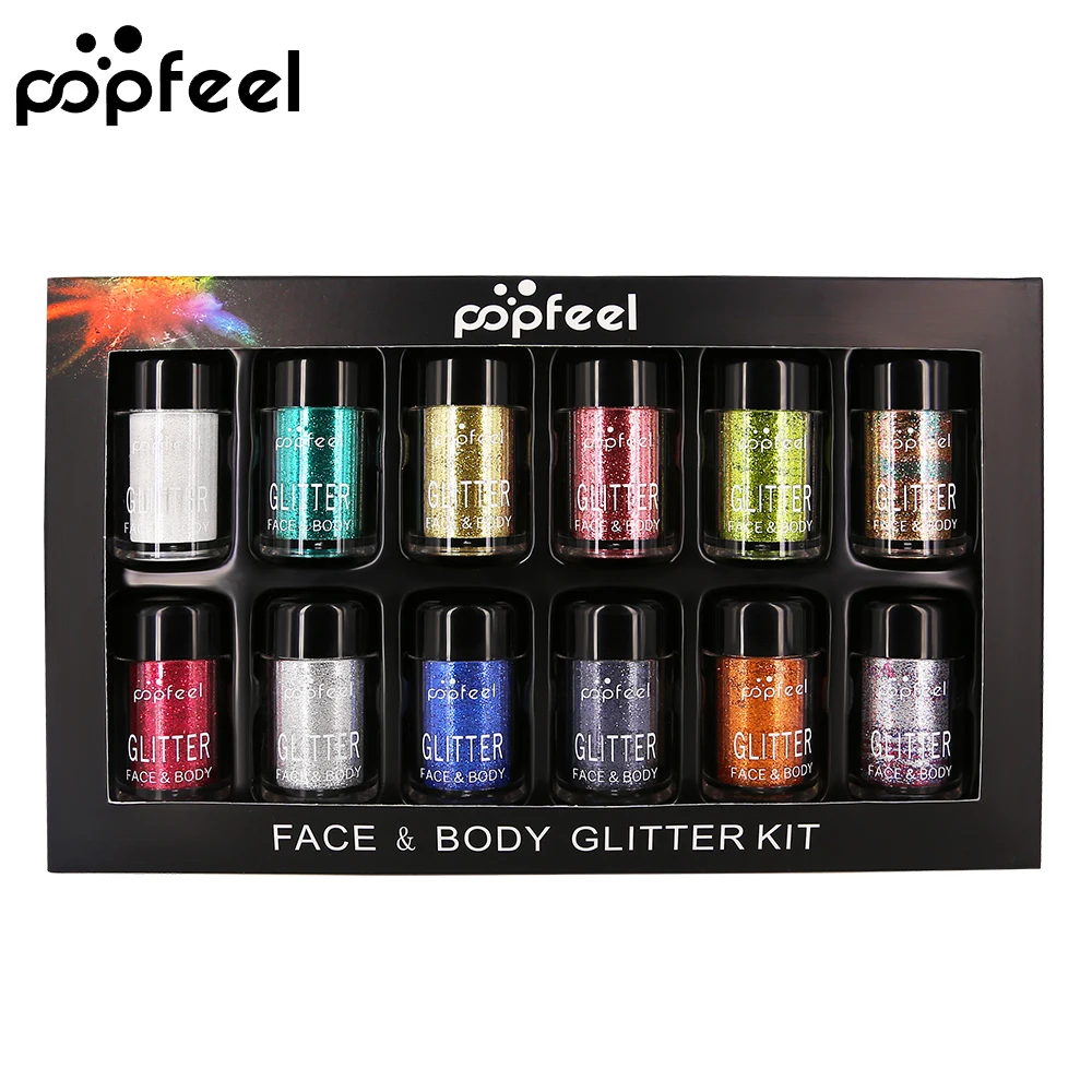 Popfeel 12 шт. металлические блестящие тени для век Пудра макияжа мерцающий красочный