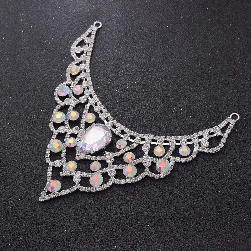 10 шт. рельефная висячая аппликация с кристаллами и стразами|rhinestone neckline applique|rhinestone