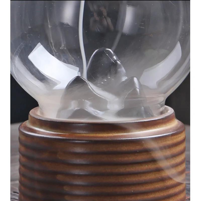 

Traditional Glass Cover Cute Cat Backflow Incense Burner Incense Smoke Waterfall Cone Sticks Holder Censer Use in Home Teahouse