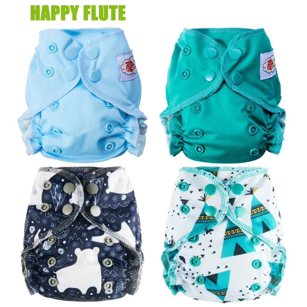 

Happy Flute Organic Cotton Newborn Diapers Tiny AIO Cloth Diaper Double Gussets Waterproof PUL Fit 3-5KG Baby