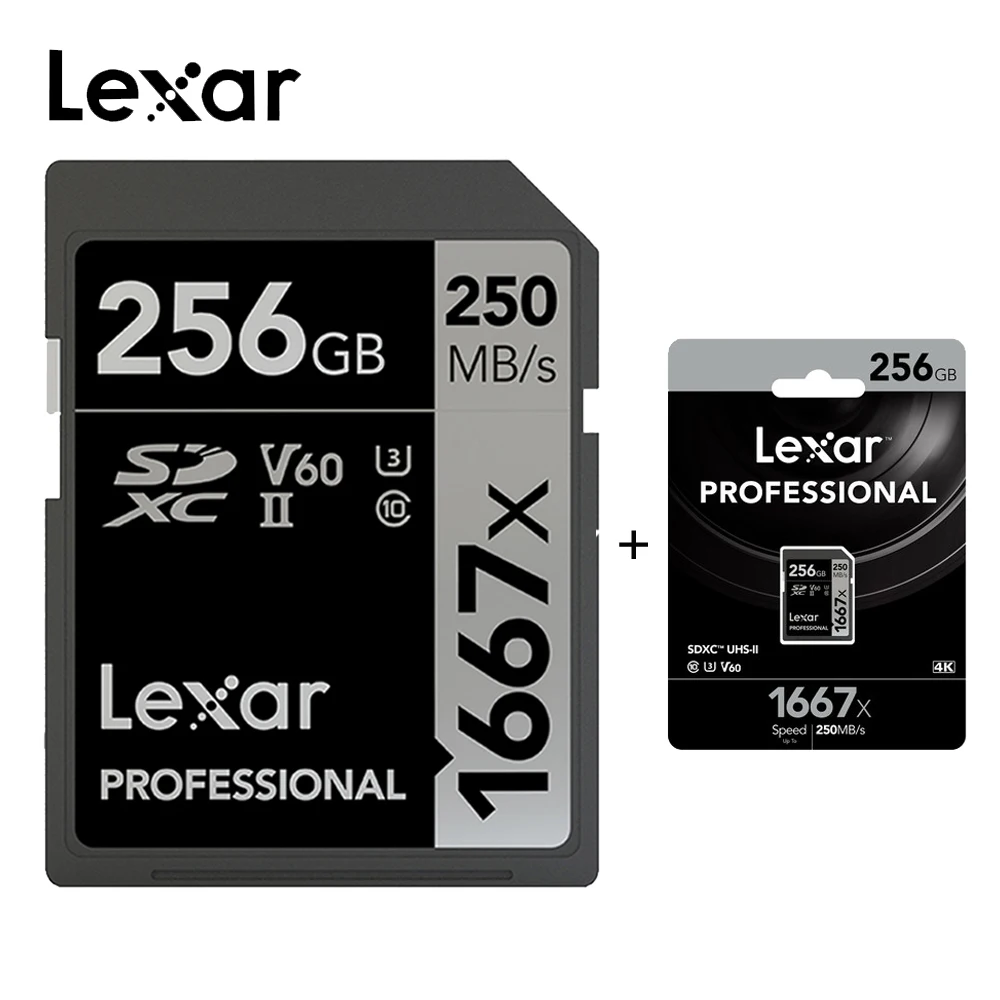Оригинальная SD карта Lexar 1667X 256 ГБ флэш памяти 128 64 250 дюйма micro sd для 3D 4K Full HD