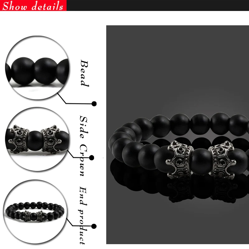 2018 Hot Natural Stone Bracelet Trendy Lava Crown Charm For Men Or Women Jewelry Pulseira Hombres Gift | Украшения и аксессуары
