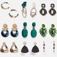 wholesale jujia bohemain acrylic drop earrings jewelry for women metal resin statement dangle earrings party bijoux
