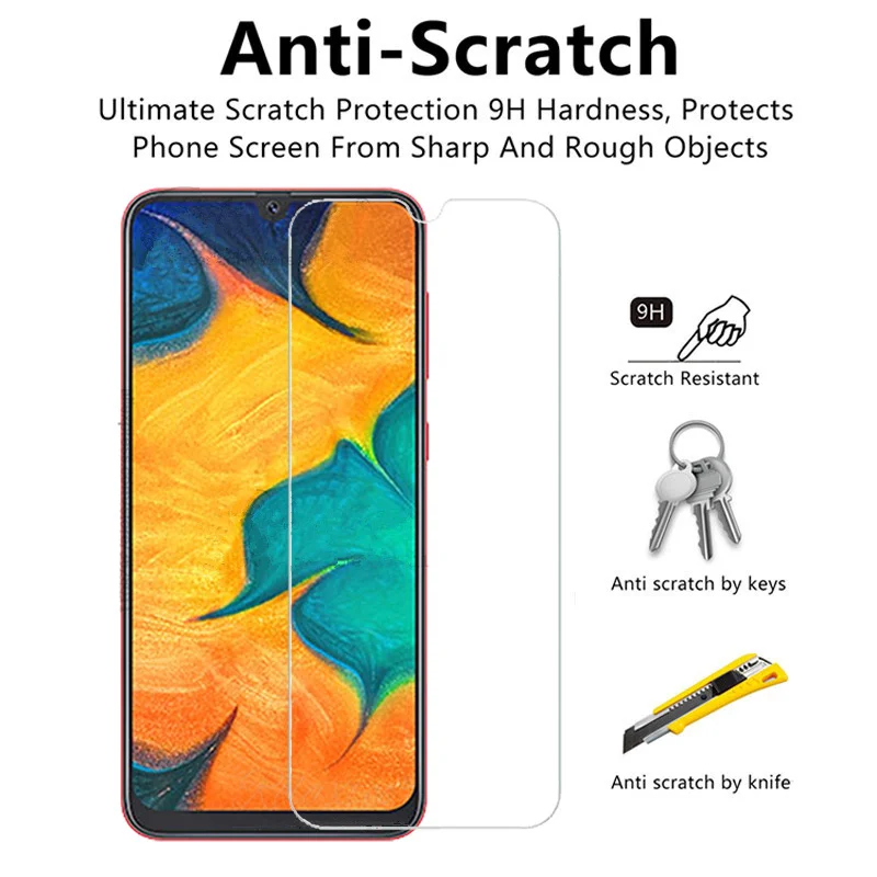 2 шт для закаленного стекла Samsung Galaxy A50 Защитная пленка экрана премиум стекло 9H