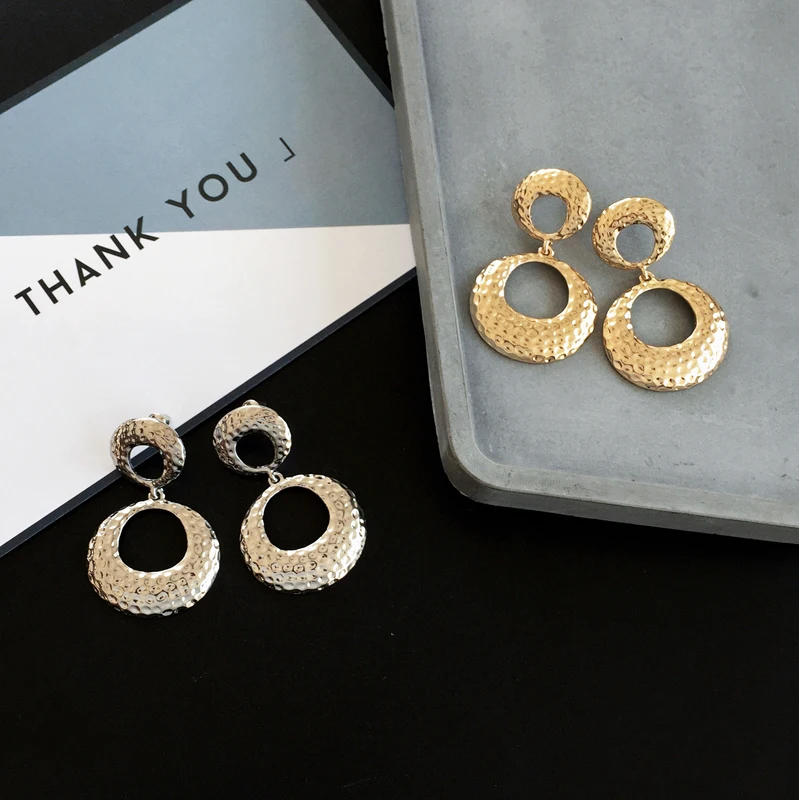 Geometric metal texture personality fashion clothing accessories Contracted temperament earrings | Украшения и аксессуары