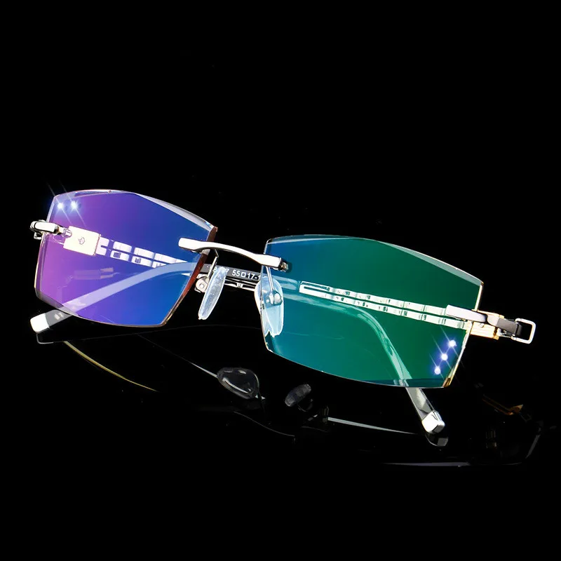 

Gentleman Reading Glasses Men Fashion Rimless Rhinestone Eyeglasses Hyperopia HMC Coating Male Eyewear Man Presbyopic Glasses