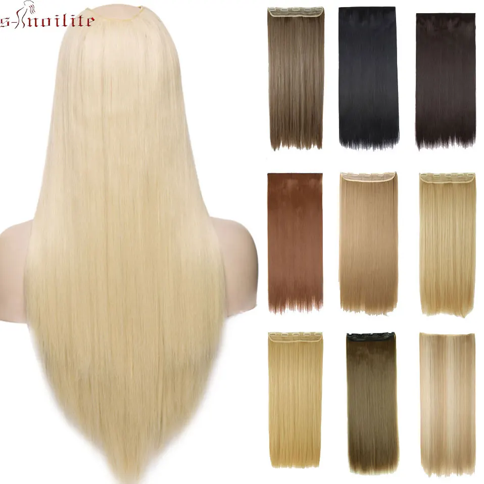 S noilite 26 &quot5 зажимов в одной части длинные прямые синтетические волосы