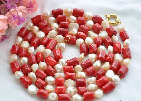 Ожерелье из красного барочного жемчуга кораллового и розового цвета 70 дюймов