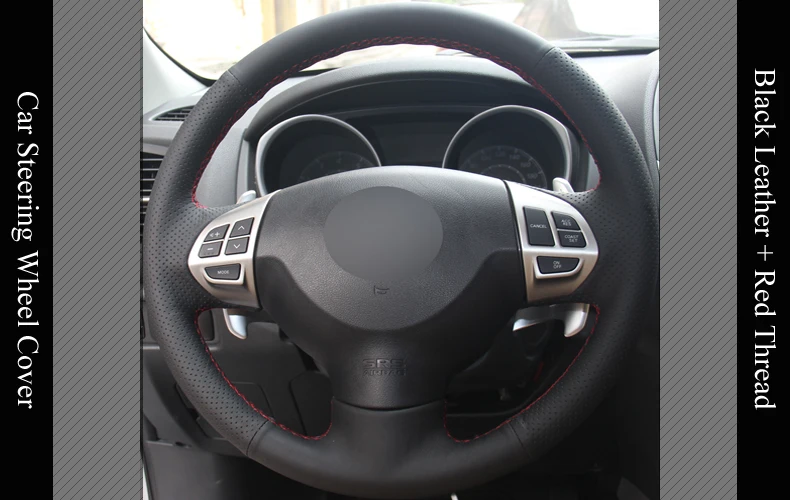LQTENLEO черный чехол рулевого колеса автомобиля из натуральной кожи для Mitsubishi Lancer EX 10 2007- Outlander 2006-2013 ASX 2010