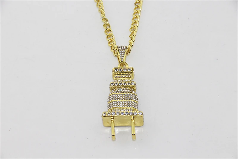 Модные ювелирные изделия мужские Iced Out Bling подвеска в виде вилки ожерелье Золото