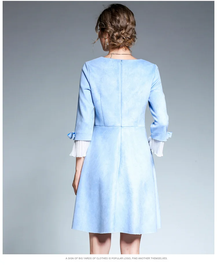Женское Замшевое платье с круглым вырезом и бантом AD16|dress bow|o-neck dressfashion women dress |