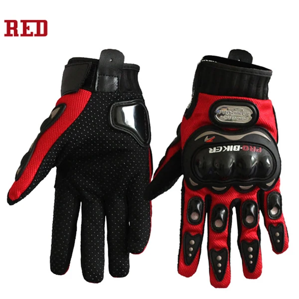 Red Новые спортивные мото мотоциклетные авто защита двигателя Guantes полный палец защитные Luvas гоночные велосипедные перчатки кожа - Цвет: Red