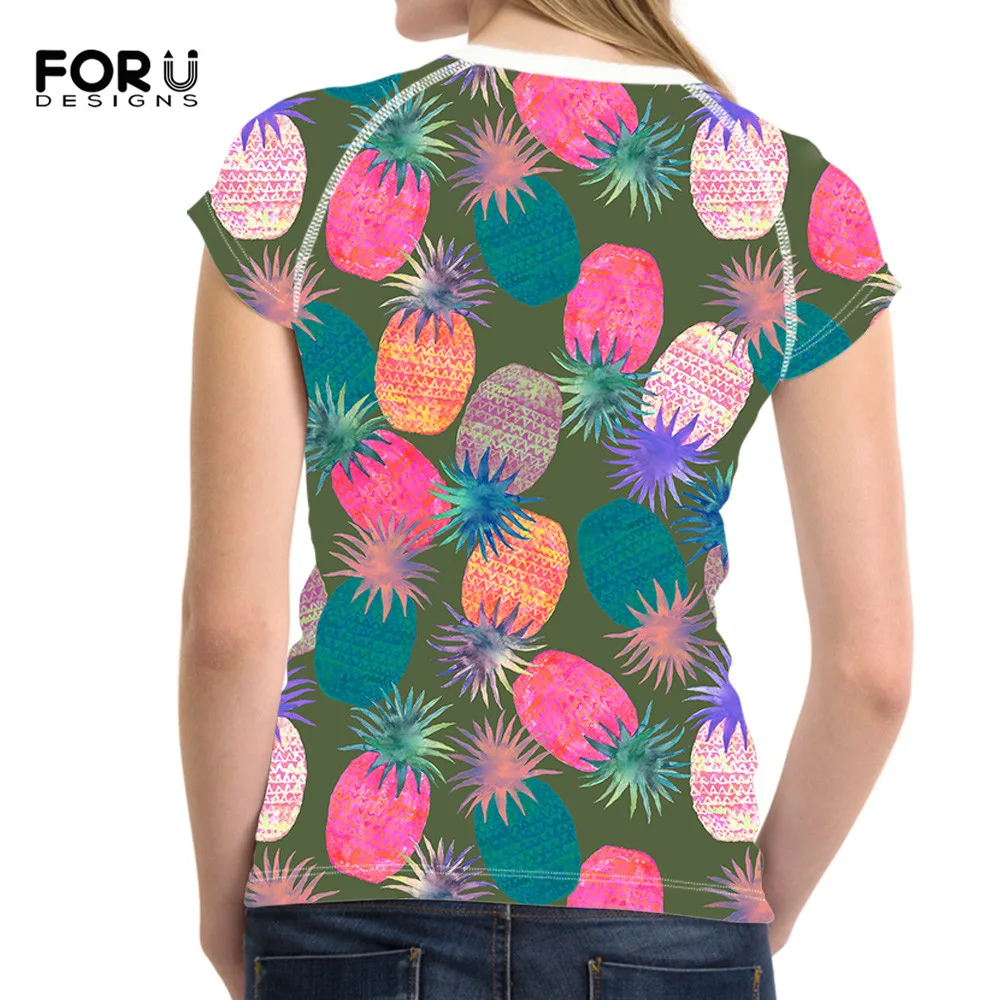 FORUDESIGNS/Модная женская одежда с принтом ананаса и фруктов футболки короткими