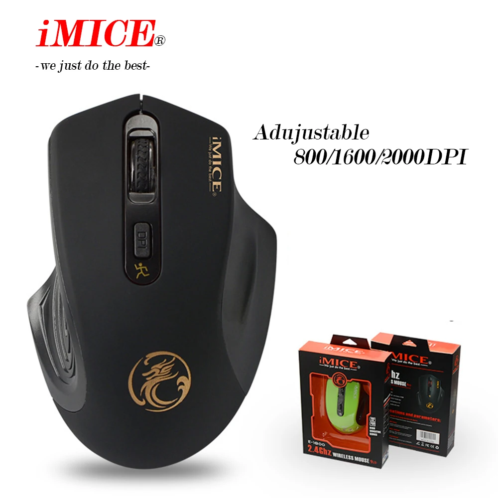 IMICE E-1800 беспроводная мышь 2000 dpi Регулируемый USB 3,0 приемник оптическая компьютерная мышь 2,4 ГГц эргономичные мыши для ноутбука ПК мышь