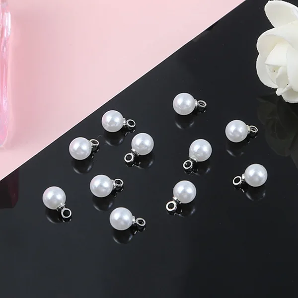 6mm 6/8/10mm 10pcs ABS Pearl Beads Charm for Earring Necklace DIY Jewelry Findings Making Earring Necklace Pendant Accessories - Цвет: 6mm