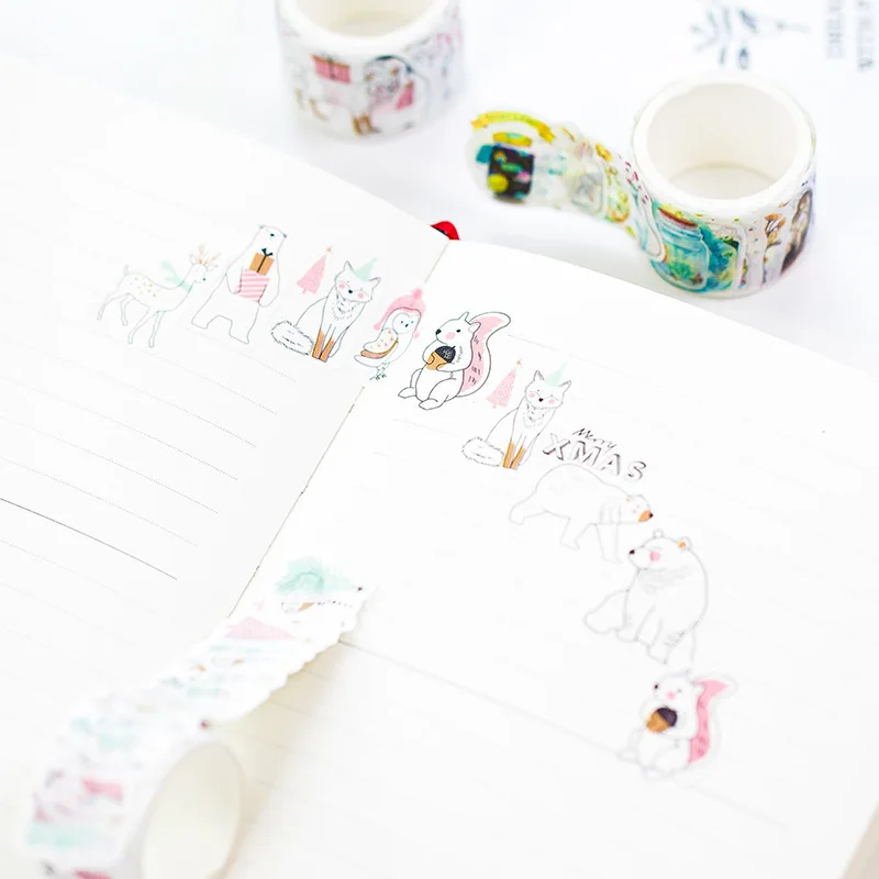 1 шт. маленький свежий коллаж и бумажная лента для послеобеденного чая животное