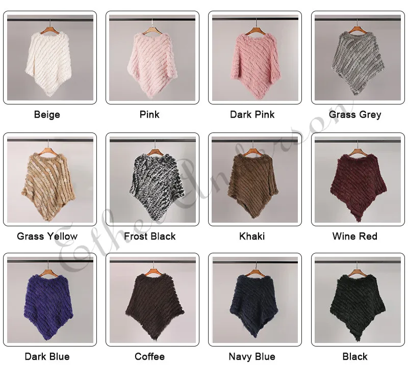 ETHEL ANDERSON Real Fur Knitted Rabbit Fur Poncho Vest Vest Fashion Wrap Coat Vtg Shawl Lady Natural Fur Wedding Party Wholesale