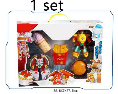 1 set Аниме Фигурка мальчика робот бургер мороженое фри торт куклы модель мультфильм еда Странник Дети образовательные деформации - Цвет: 1 set