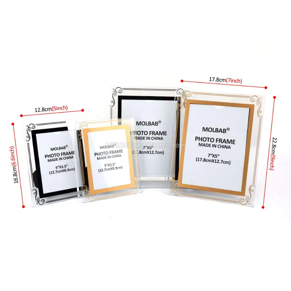 5/7 дюймов настольный Стеклянный Фоторамка Золото Серебро кружево кайма ремесло