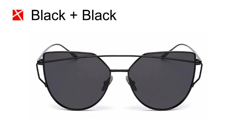 Black Black SHAUNA, стильные, плоские, женские, панель, зеркальные линзы, кошачий глаз, солнцезащитные очки, классические, брендовые, дизайнерские, мужские, двухлучевые, тонированные, солнцезащитные очки, UV400 - Цвет линз: Black Black