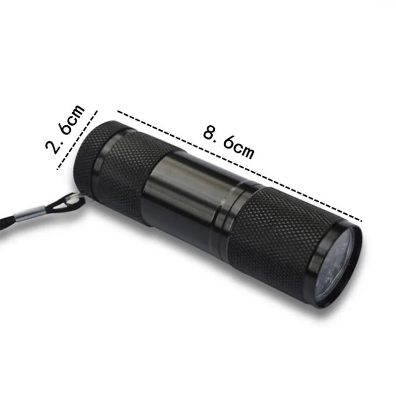 Светодиодный ультрафиолетовый фонарик Wasafire 9 свет 395nm УФ лампа используется 3 * AAA