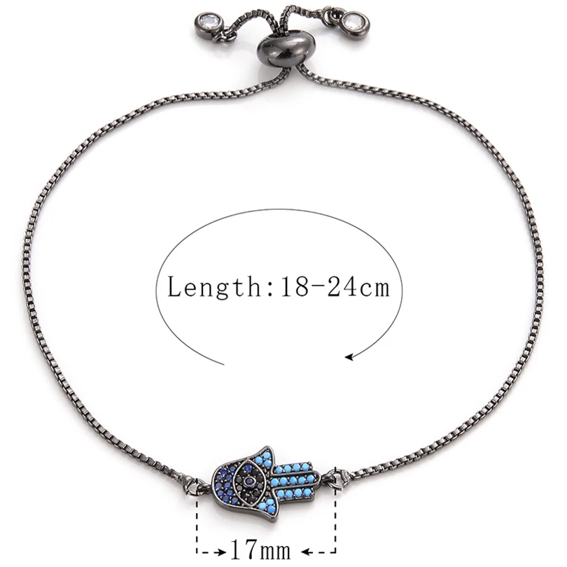 Браслет на руку “Хамса” модные регулируемые браслеты Pipitree с синим и черным