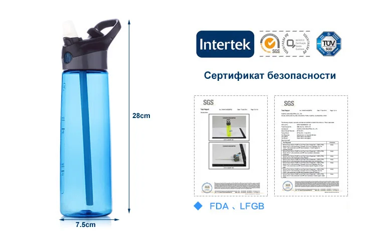 ZORASUN многоразовая бутылка для воды без бисфенола спортивная бутылка моя соломенная бутылка Скалолазание Туризм Кемпинг тритан бутылка для напитков 24 унции