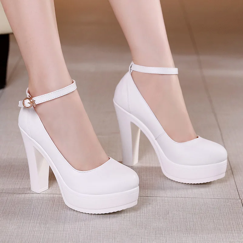 

Ladies Shoes with Heels 2021 Spring Autumn High Heels Pumps 12cm Office Shoes Women Block Heel Platform Shoe Wedding Shoes