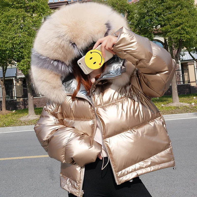 

2019 Autumn Winter Double Size Wear Real Fur Collar Down Hooded Jacket Women Thick Warm Jackets Parka Women PP055