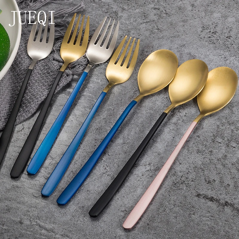 Корейский Посуда набор столовых приборов ужин S Пун вилок 18/8 Нержавеющая сталь