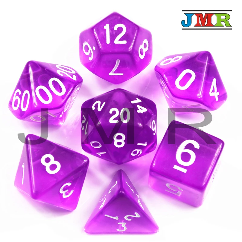 Фиолетовый 7pc-Die набор с конфетным эффектом покер D& d D4, d6, d8, d10, d12, d20 многогранные кости, для Rpg Dnd настольной игры, в подарок - Цвет: Фиолетовый