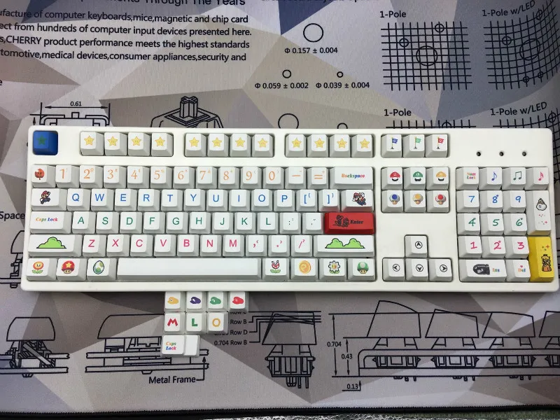 112 шт./упак. OEM высота тепла сублимации ключевой Шапки Super Mario личность Шапки 6.25x Стандартный PBT механическая клавиатура Ключ Шапки