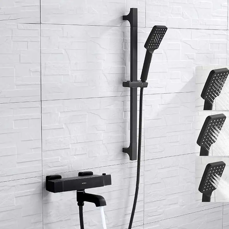 Ванна смеситель для душа кран черный Термостатический и ванной ванны настенный