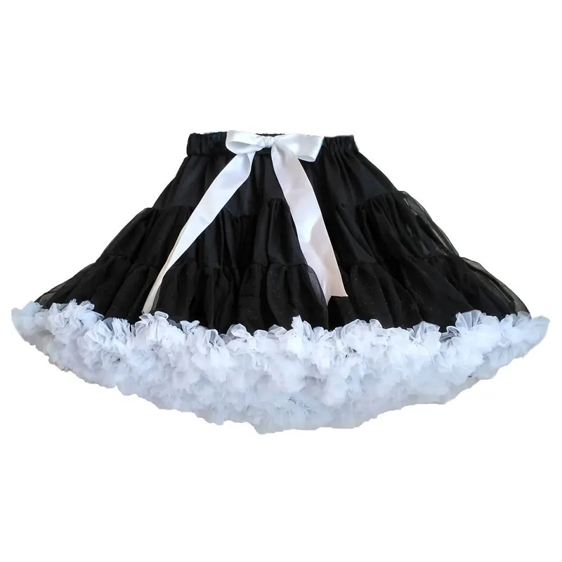 Black And White Женская Подростковая мини-юбка, размеры s, m, l, шифоновая балетная одежда с рюшами, летняя женская юбка-пачка, Женская юбка для взрослых - Цвет: Black And White