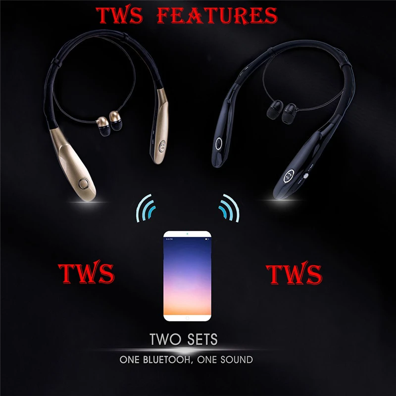 T12 спортивные Bluetooth наушники 3D стерео наушники с шейным ремешком дизайн с микрофоном портативный 350 мАч большой аккумулятор 15 часов работы гарнитура