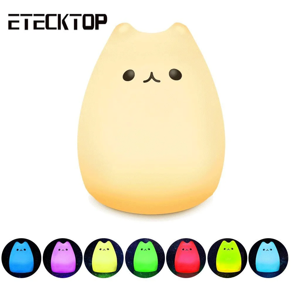 Etecktop Cat ночник для детей мягкий силиконовый светодиодный Детские сна