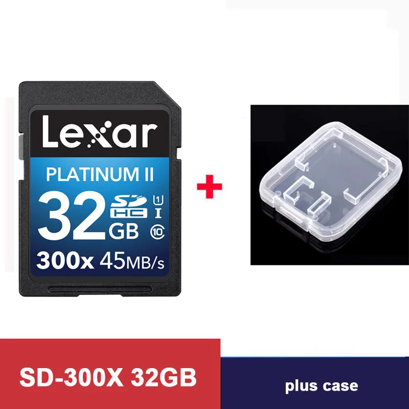300X-32GB-plus-case Оригинальная флеш-карта Lexar SD 300x16 GB 32GB SDHC 45 МБ/с. карта памяти cartao de memoria Class 10 U1 USH-I карта памяти для карт камеры - Емкость: 300X-32GB-plus-case