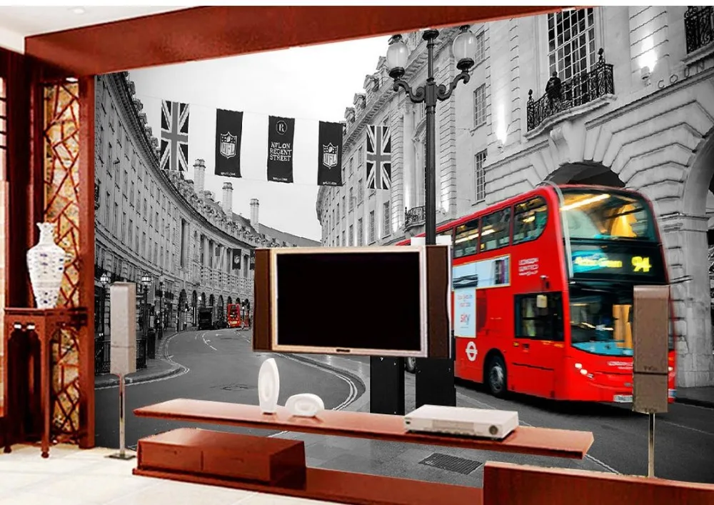 Современные 3d обои для гостиной фрески красный Лондонский автобус нетканые