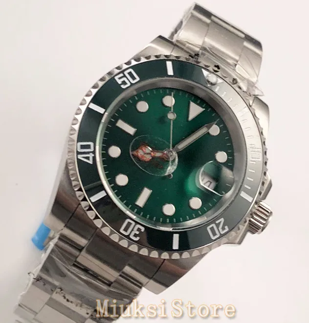 Автоматические часы керамический ободок 40 мм сапфировое стекло зеленый
