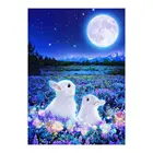 Moon белый кроличьего меха с изображением животных и круглым полная выкладка 5D nouveauteбыл Сделай Сам Алмазная мозаика Вышивка крестом домашний декор подарки