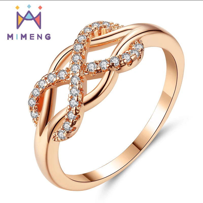 MiMeng Новый кубический цирконий с украшением в виде кристаллов бесконечные кольца