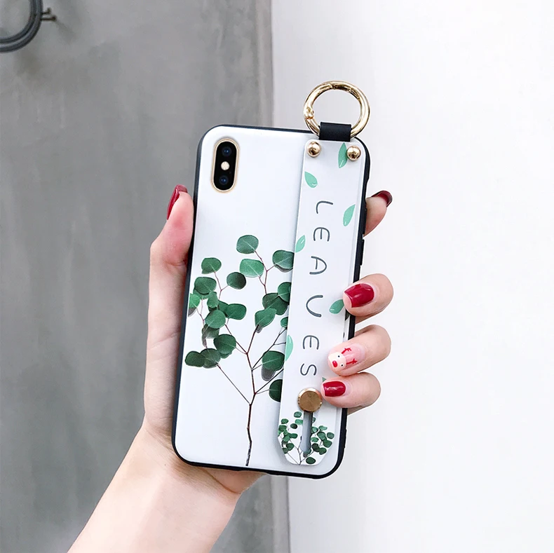 C10 AXBETY для iPhone 8 7 Plus XR X 11 Pro XS MAX Модный шнурок для цветов петля Стенд чехол для телефона для iPhone 8 6 6S Plus Мягкий ТПУ чехол - Цвет: C10