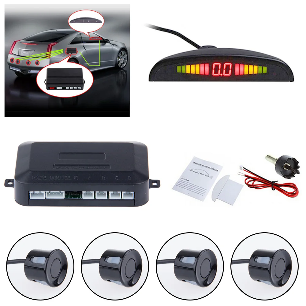 

Car Parking Sensor Reverse Backup Monitor Detector Security Alert System With 4 Sensors LED Digital Display Voice