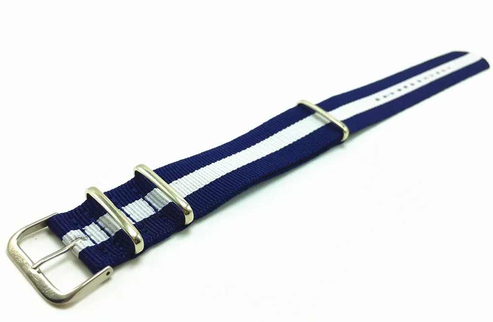 24 мм нато G10 синий белой полосой армия ремешок группы спорт для часов | Наручные